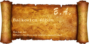Balkovics Albin névjegykártya